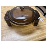 Pyrex Vision bowl, lid, holder