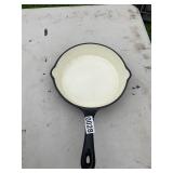 Cast iron enamel coated skillet