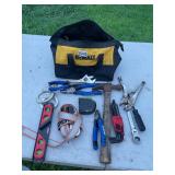DeWalt tool bag and assorted tools