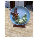 3-D brown and orange bird plate