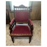 Antique wood and fabric chair