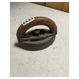 Vintage wood handle cast iron sadiron