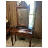 Antique wooden vanity table with mirror