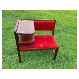 Vintage telephone table red fabric