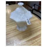 White grape design milk glass candy dish
