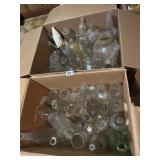 Large lot of clear, glass bottles ï¿½ all
