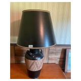 Black and tan table lamp