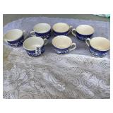 7- blue and white cups
