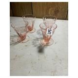 4- pink depression, etched glasses
