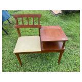Wood telephone table cream seat