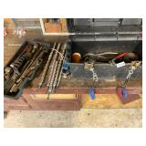Toolbox, drill, bits, sockets, miscellaneous tools