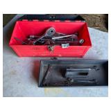 Red and black toolbox and tools