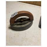 Vintage wood handle cast iron sadiron