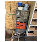 Nut/bolt bin, square, grip, hammer tape
