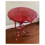 Red metal table