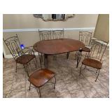 Metal/wood dining table & 6 chairs