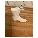 White Fenton milk glass boot