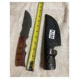 Damascus blade knife, beautiful wood handle