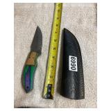 Damascus blade knife, beautiful wood handle