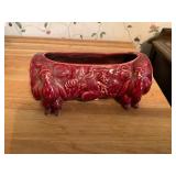 McCoy red glaze log planter