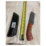 Damascus blade knife, beautiful wood handle