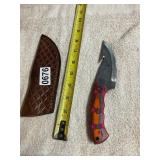 Damascus blade knife, beautiful wood handle