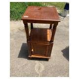 Square wood table with storage