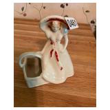Vintage red/ white southern belle lady planter