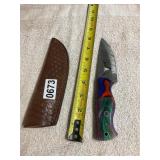 Damascus blade knife, beautiful wood handle