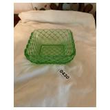 Green depression dish trellis weave