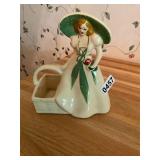 Vintage Southern Belle planter green/ white