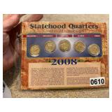 5- Statehood Quarters- 2008- clad in 24 k gold