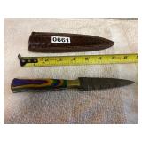 Damascus blade knife, beautiful wood handle
