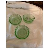 3- uranium glass dishes
