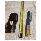 Damascus blade knife, beautiful wood handle
