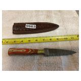 Damascus blade knife, beautiful wood handle