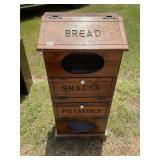 Wood bread, snacks, and tater bin