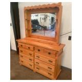 Solid wood dresser and mirror