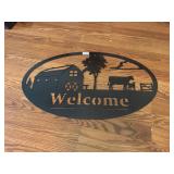 Metal welcome sign