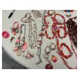 Pinks, red, coral costume Jewelry Lot