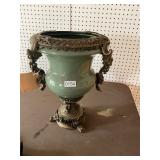 Green double handle ornate planter