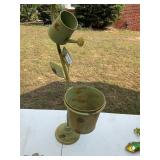 Metal water pitcher flower planter