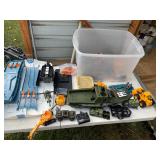 Toy, boats, tanks, excavator, equipment, all toys