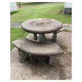 Concrete patio table and benches