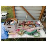 Tote assorted ribbon and crafting supplies
