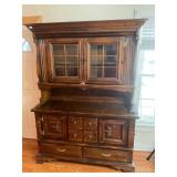 Lighted 2 piece wood hutch