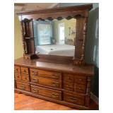 Heavy wooden dresser with mirror