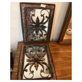 2- ornate decorated mirrors