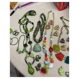 Lot of mixed shades of green jewelry lot