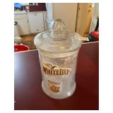 White lily glass jar with lid